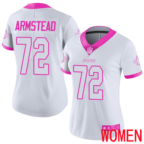 New Orleans Saints Limited White Pink Women Terron Armstead Jersey NFL Football #72 Rush Fashion Jersey